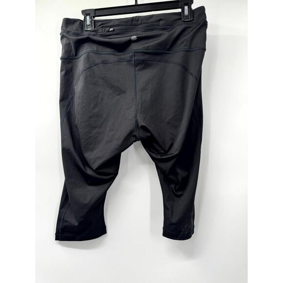 Athleta Leggings Women's 1X Black Stretch Elastic Waist Back Zip Accelerate Crop - Picture 2 of 5